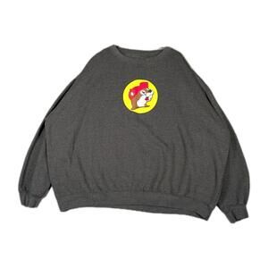 Buc-ee's Mens 4XL Gray Beaver Crewneck Sweatshirt Pullover Casual Fleece Graphic
